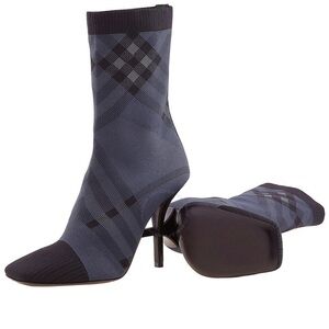 BURBERRY Dolman Check-Pattern Sock Ankle Boots, Brand Size 8.5 US, NWT